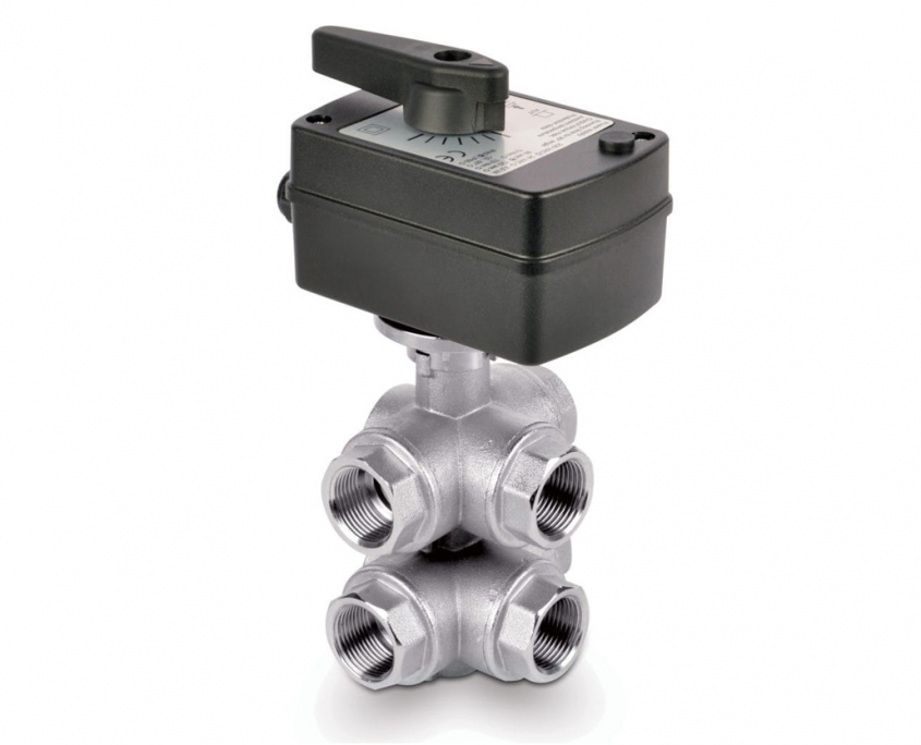 Art. 692 MEC - Motorized six-way ball valve in nickel plated brass F connections