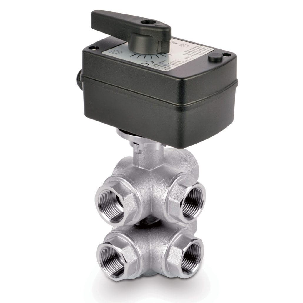 Art. 692 MEC - Motorized six-way ball valve in nickel plated brass F connections
