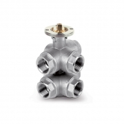 Art. 692 PMISO - Six-way ball valve in nickel plated brass F connections