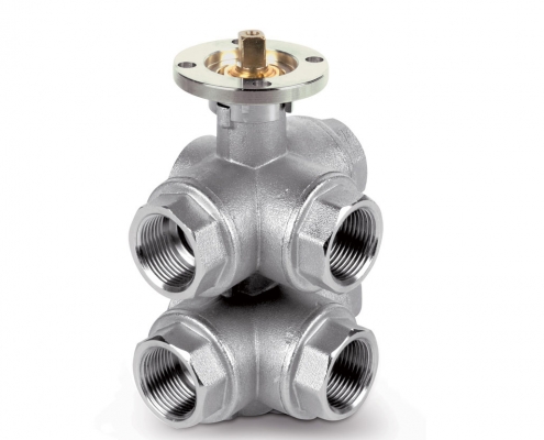 Art. 692 PMISO - Six-way ball valve in nickel plated brass F connections