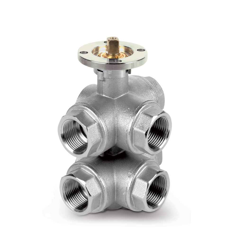 Art. 692 PMISO - Six-way ball valve in nickel plated brass F connections